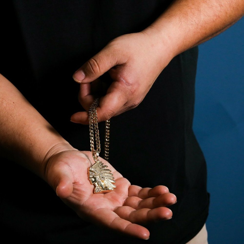 Indian Head 14k Gold Necklace