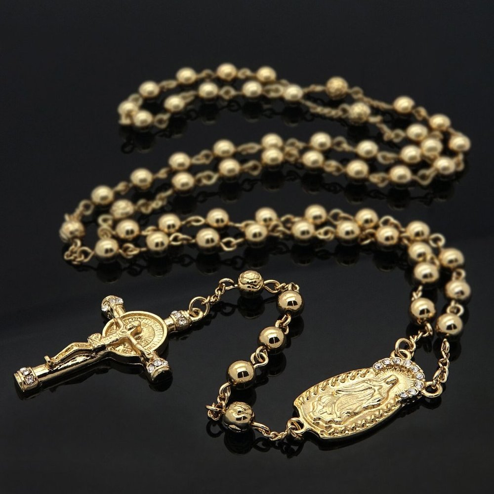14kt Gold 5mm Jesus Cross Necklace!