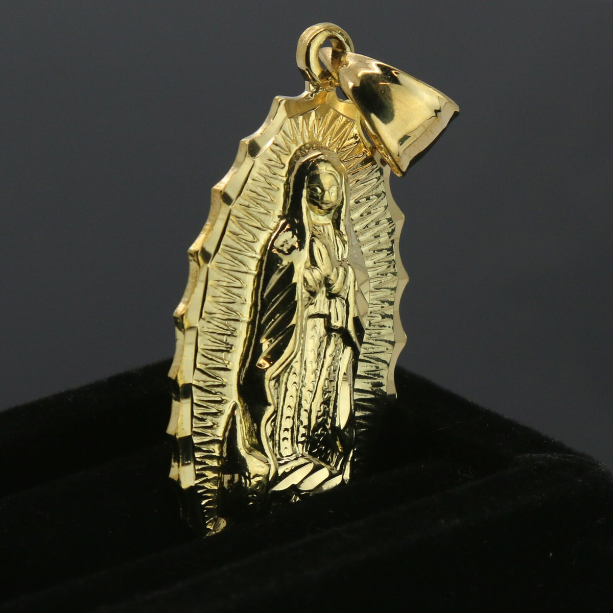 Our Lady of Guadalupe 14k Gold Pendant 18" Figaro Choker Chain