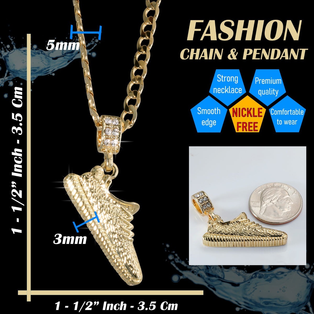 14k Cuban Curb Link Necklace 5mm Yeazy Nugget Basketball Gold