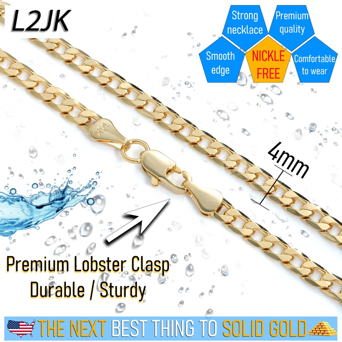 Cuban Link Bracelet 4mm - 8"In 14k Gold Slim Chain Men
