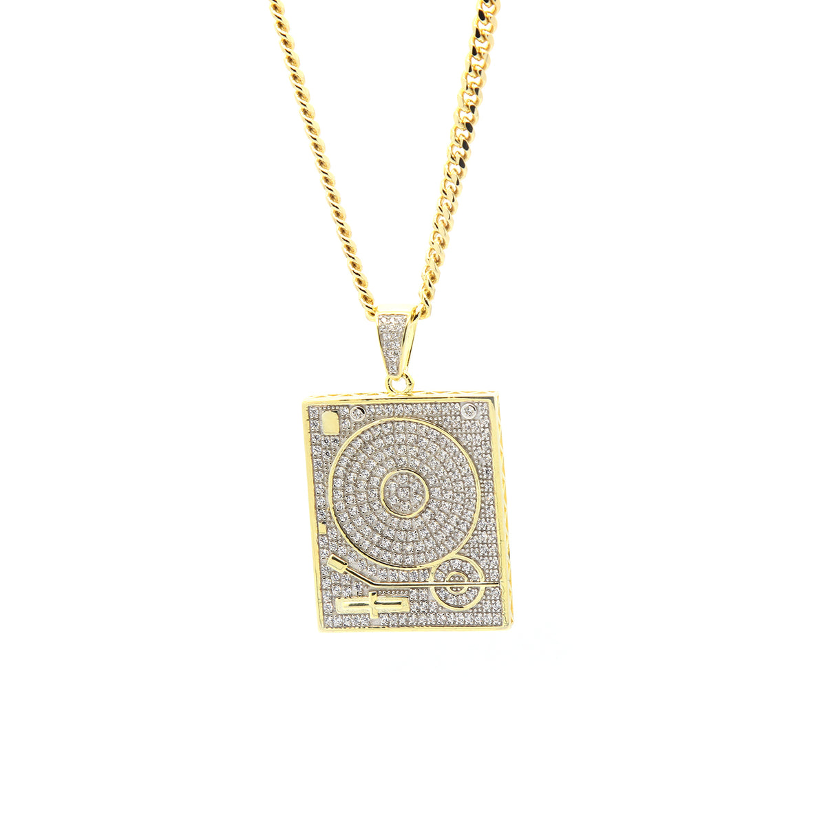 Men's Gold Turn Table CZ 3mm 30" Cuban Chain