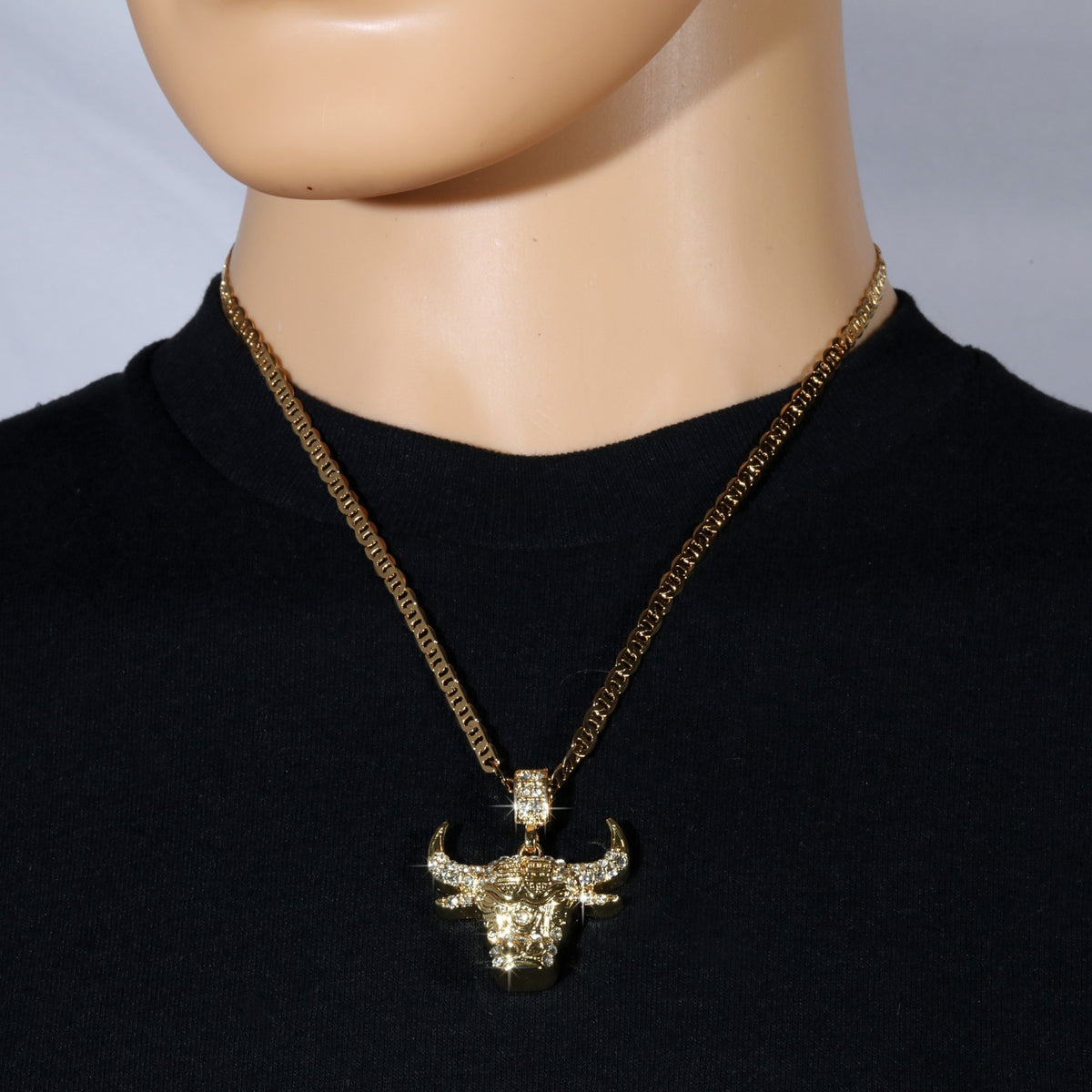 14k Gold Flat Mariner Chain Necklace 20" Bull Taurus Gold Men's