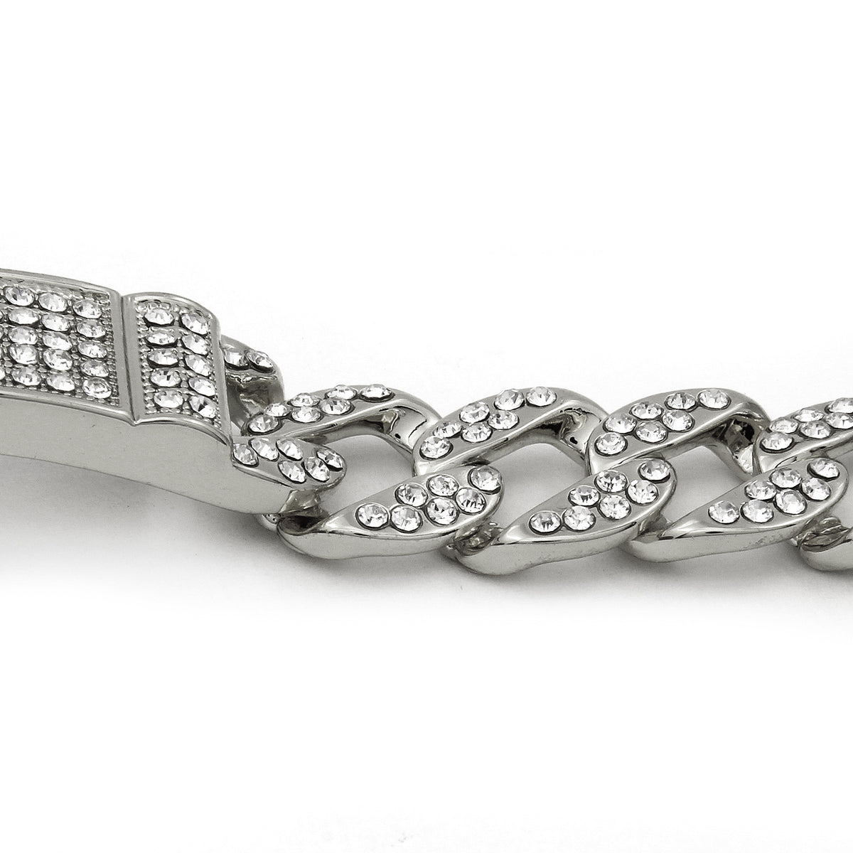 Men's Bracelet Silver Tone CZ Miami Cuban Style
