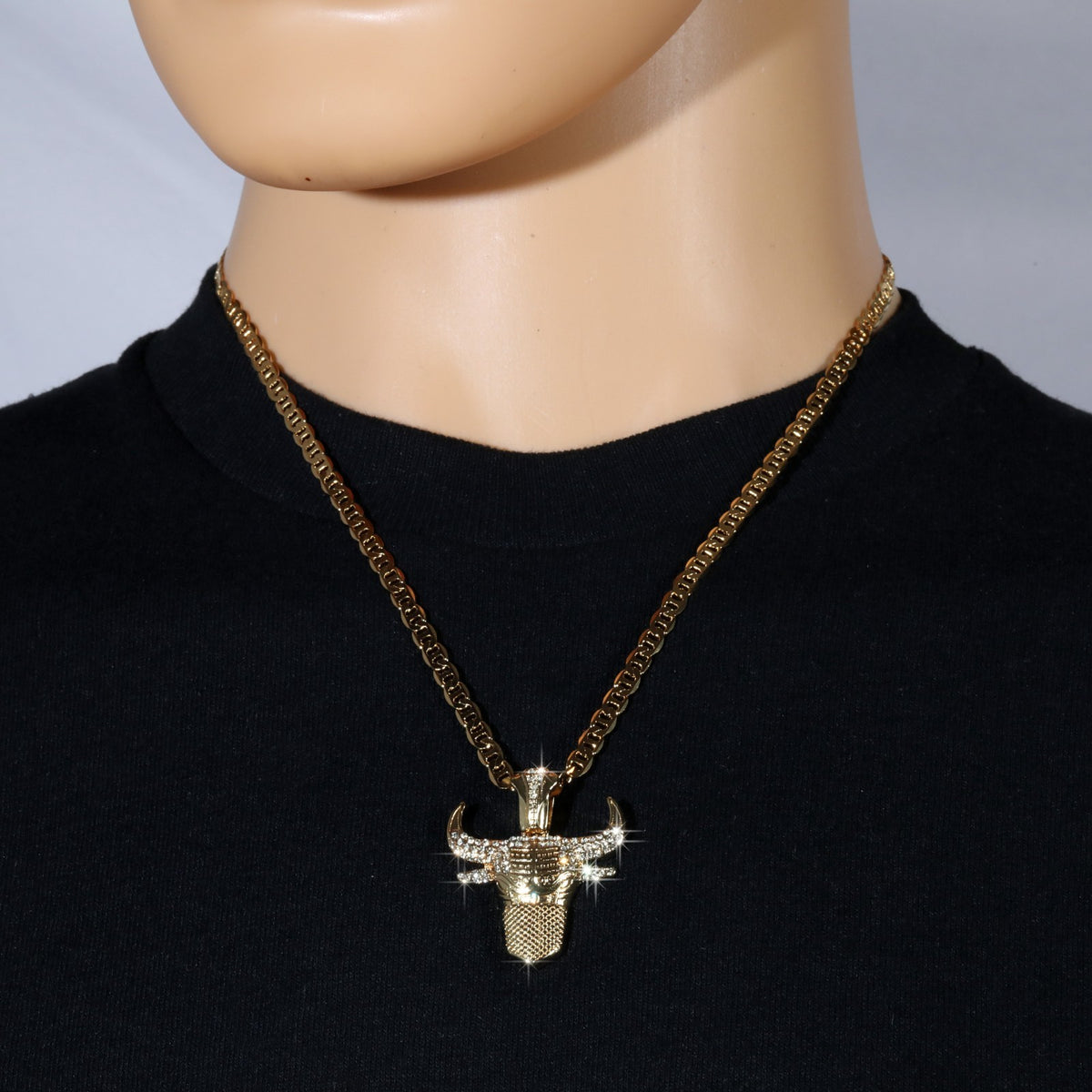 14k Gold Flat Mariner Chain Necklace 20" Masked Bull Taurus Gold