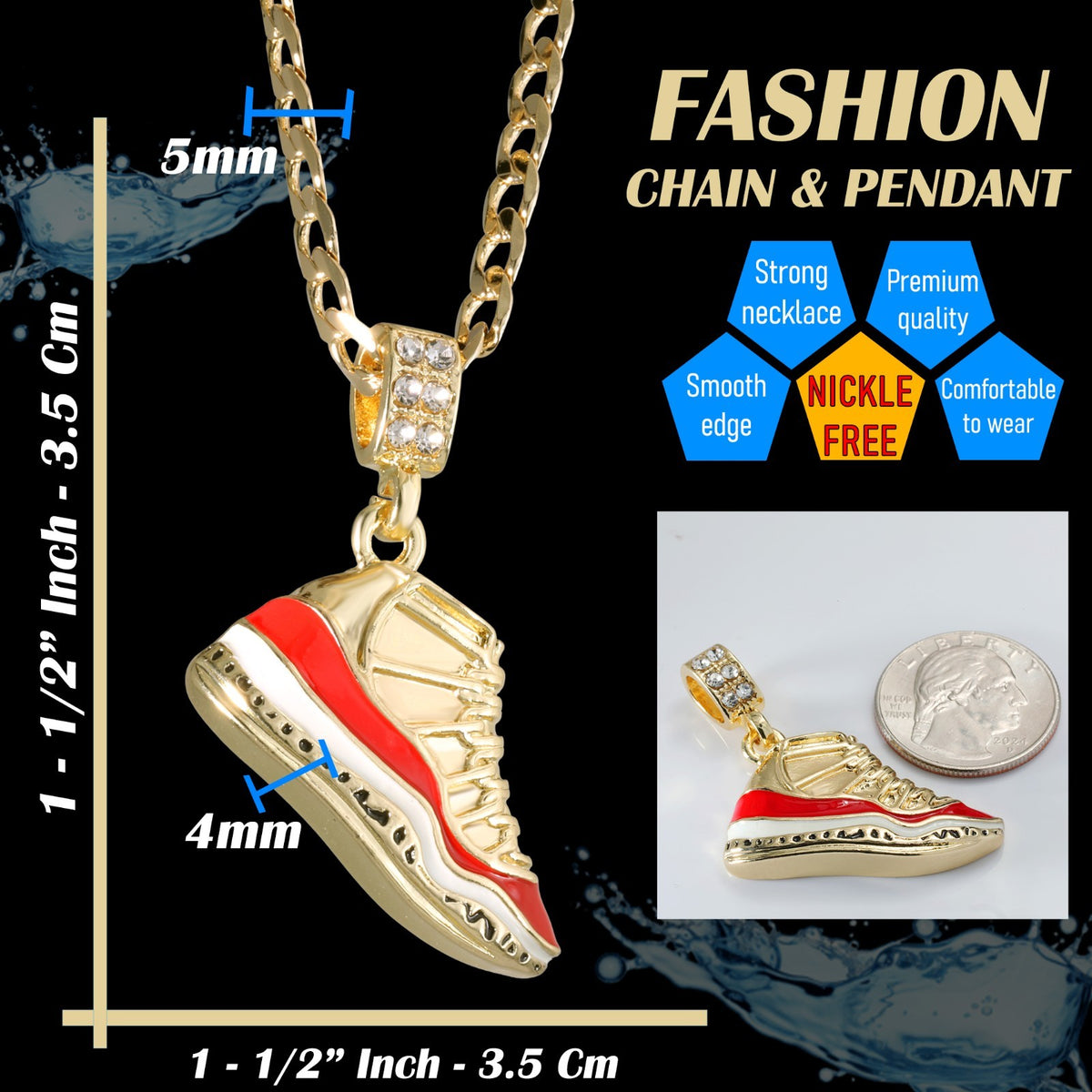 14k Cuban Chain Necklace 5mm A1r Red Cherry Men Basketball Gold