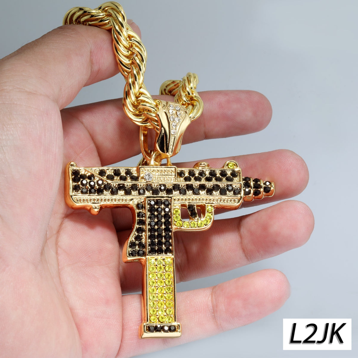 14k Rope Chain 10mm 20" & 24"In Large Uzi Extended Black & Gold