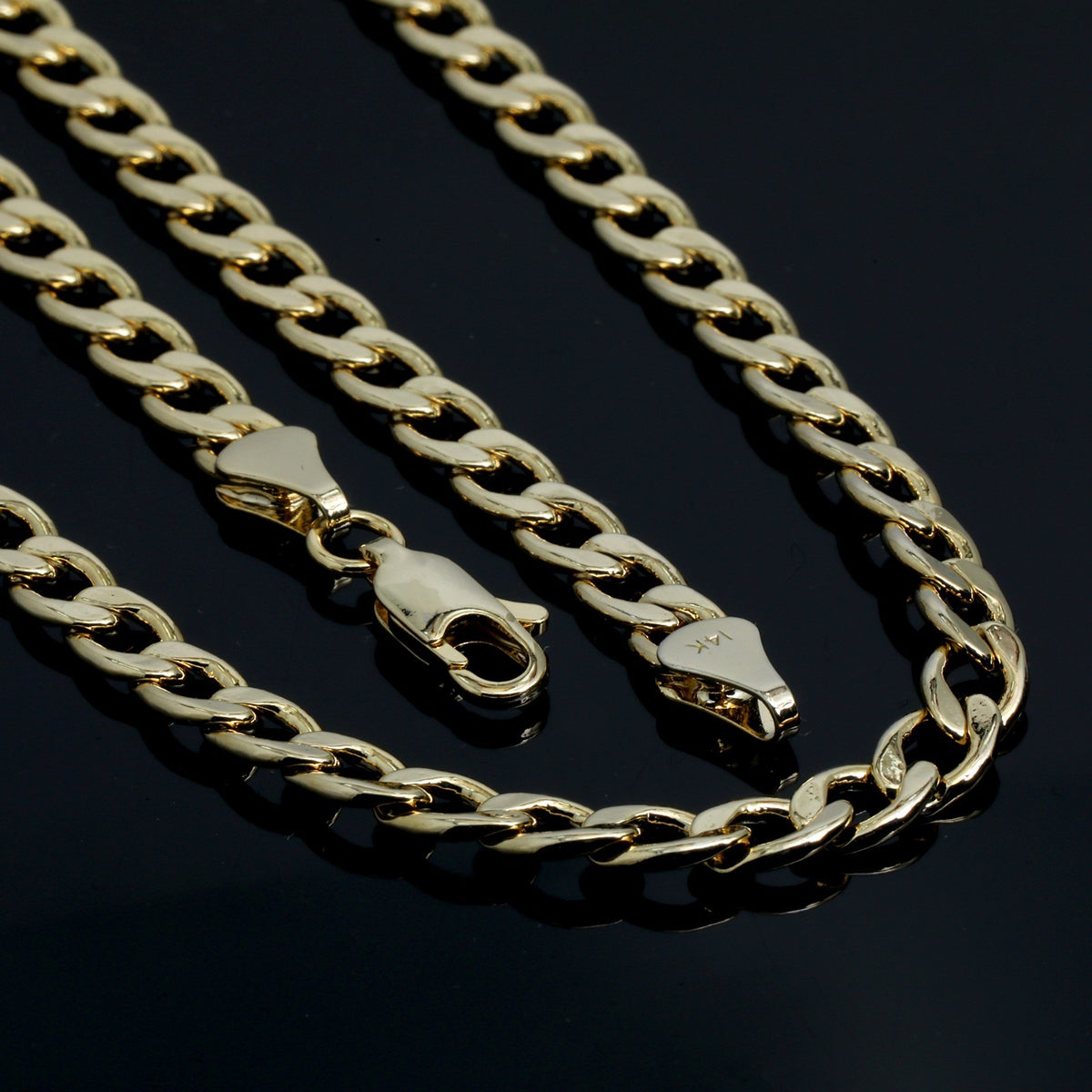 Hollow Virgin Mary Charm Pendant 14k Gold 5mm 20" Cuban Choker Chain