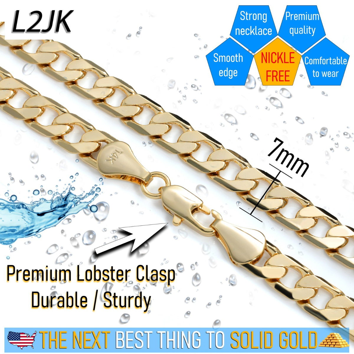 Curb Cuban Chain Link Necklace 14k Gold 4mm, 5mm, 6mm, 7mm & 12mm - 24"In