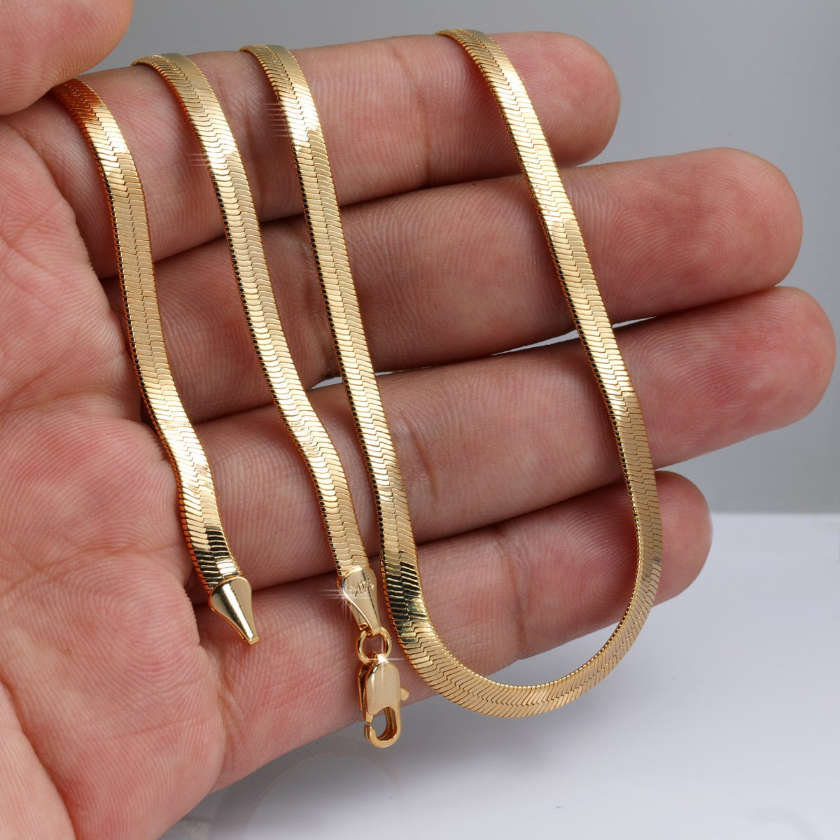 Chain Necklace for Women 14k Gold Herringbone 4mm 5mm 6mm & 8mm - 20"In