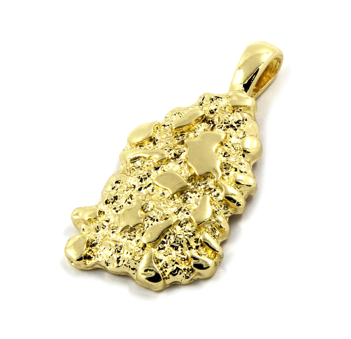 Men's 14k Gold Nugget Pendant 5mm/24" Figaro Chain