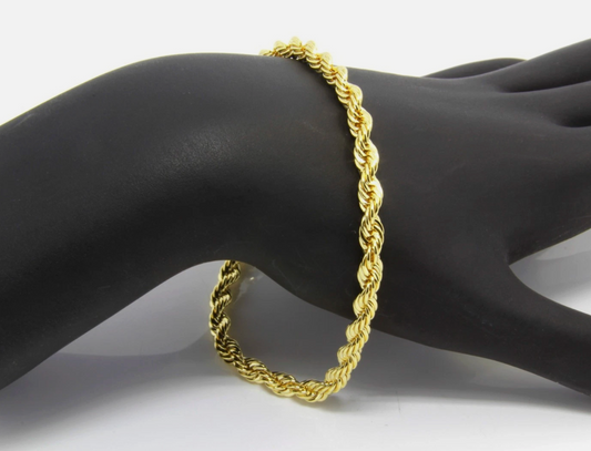 14k Gold 4mm French Rope Anklets & Bracelet 8 Inches