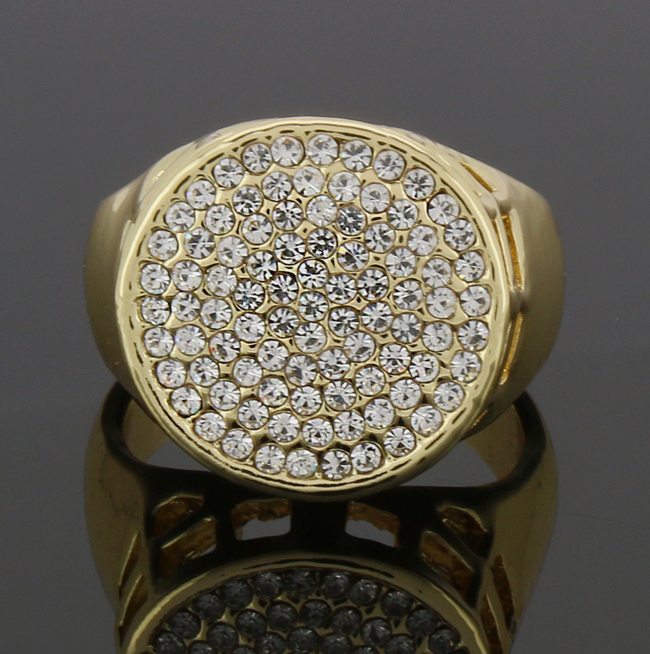 14k 2pc Flower Bracelet Round Ring Set Miami Link Yellow Gold