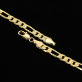 14k Gold Cross 24" Figaro Necklace Pendant