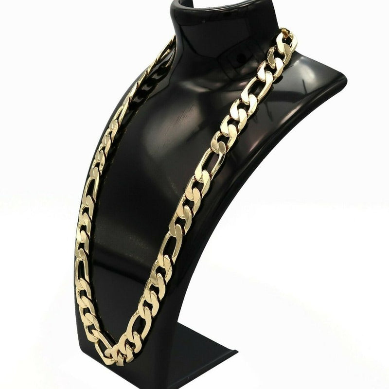 12MM ITALIAN THICK! 14KT GOLD FIGARO 20" NECKLACE