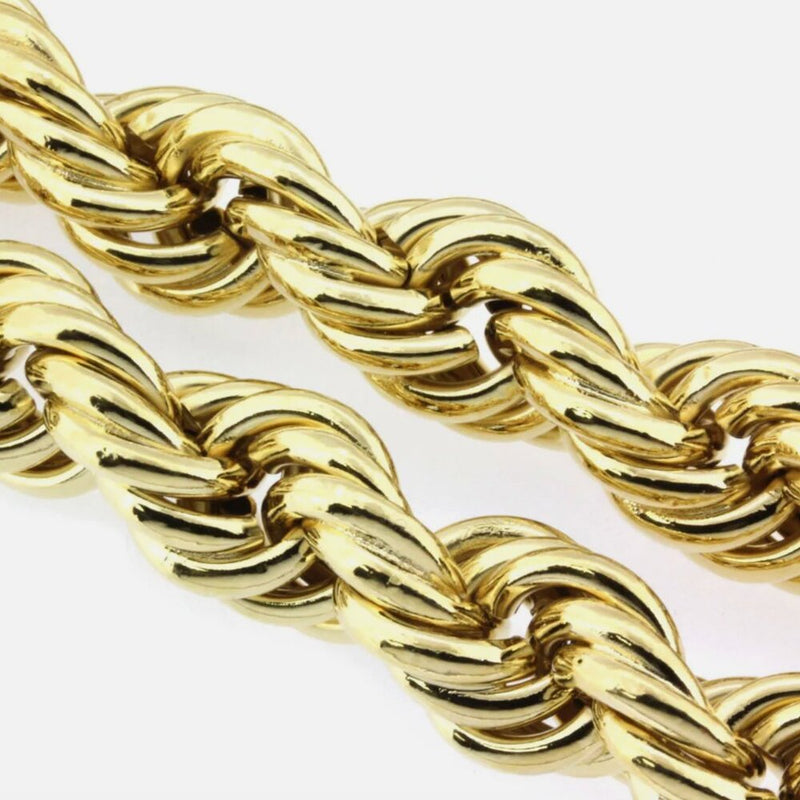 14k 36" 25mm Huge Gold Rope Necklace!