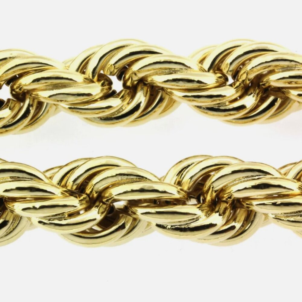 14k 36" 25mm Huge Gold Rope Necklace!