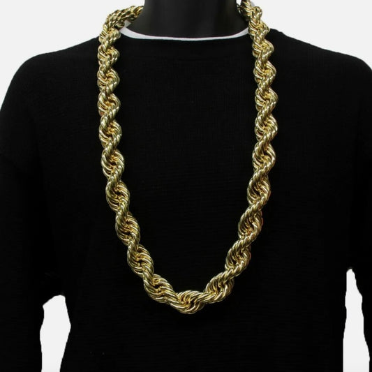 14k 36" 25mm Huge Gold Rope Necklace!