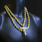 10mm Thick 14k Uzi Rope Necklace Pendant