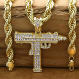 10mm Thick 14k Uzi Rope Necklace Pendant