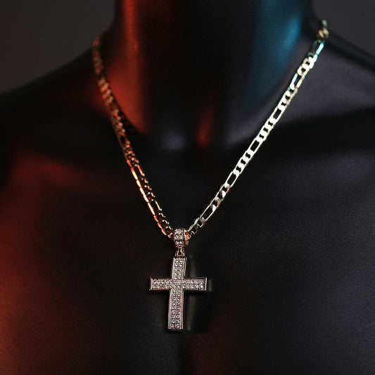 14k Gold Figaro Cross Necklace