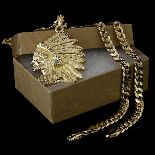 Indian Head 14k Gold Necklace