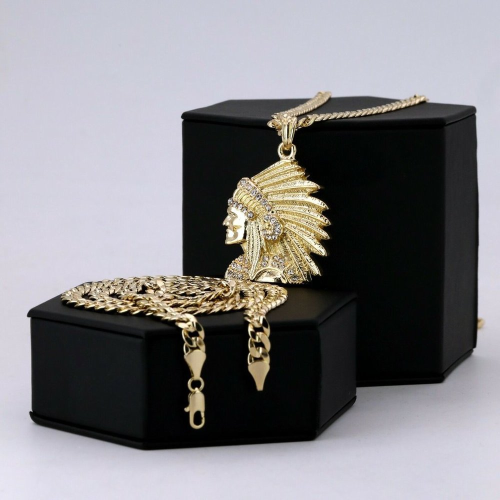Indian Head 14k Gold Necklace