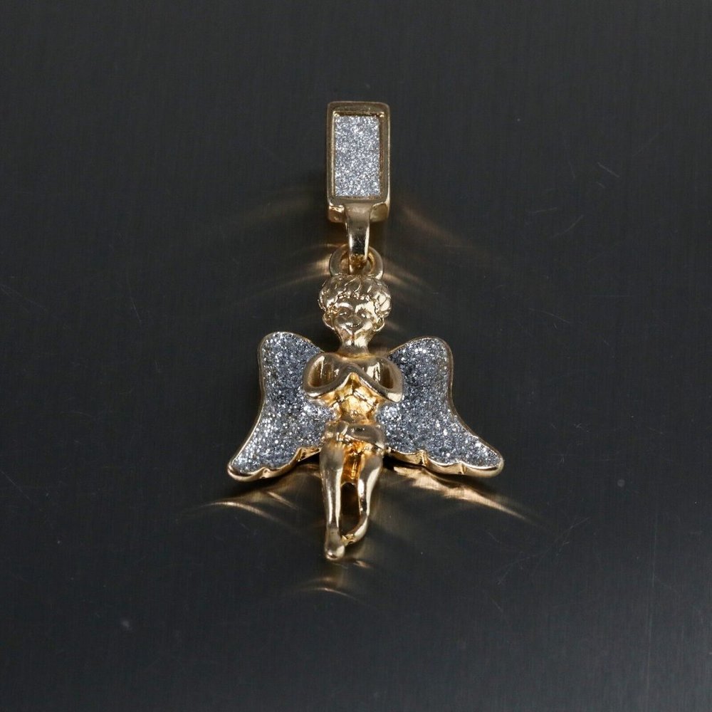 14k Jesus And Angel Pendant Rope Necklace