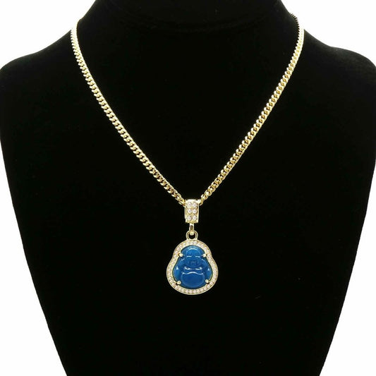 NEW - 14k Men's Blue Pendant 24" Necklace