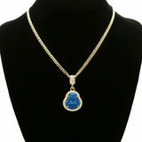 NEW - 14k Men's Blue Pendant 24" Necklace