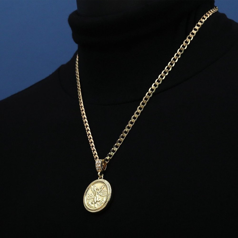 14k Pesos Men's 50 Cuban Necklace Pendant