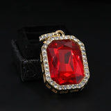 14k Jesus Cross Ruby Stone Necklace Pendant