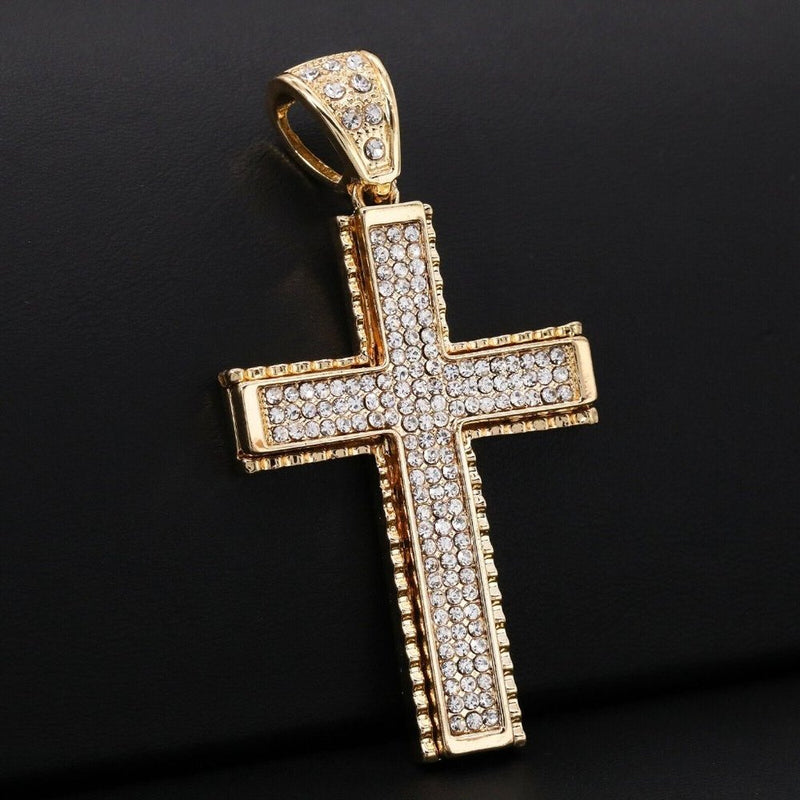 14k Jesus Cross Ruby Stone Necklace Pendant