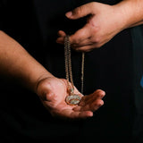 Men's 14k Gold Baseball Stamped Pendant + Cuban Necklace Iced