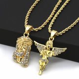 14k Gold Jesus Angel Set Pendant + Necklace