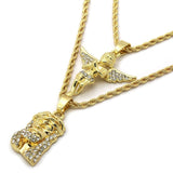 14k Gold Jesus Angel Set Pendant + Necklace