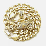14k Motorcycle Bike 20" Cuban Necklace 10mm