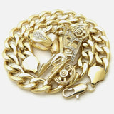 14k Motorcycle Bike 20" Cuban Necklace 10mm