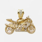 14k Motorcycle Bike 20" Cuban Necklace 10mm