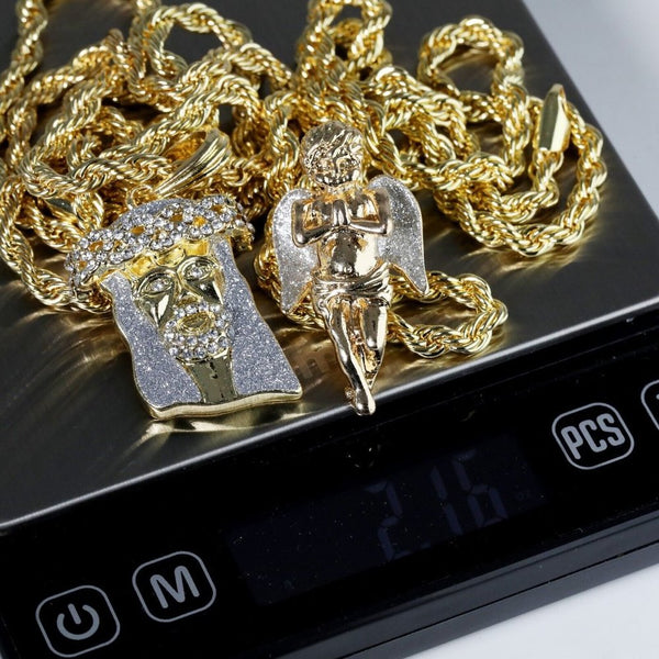 14k Angel & Jesus Rope Necklace Pendants