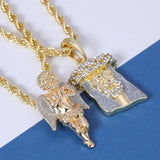 14k Angel & Jesus Rope Necklace Pendants