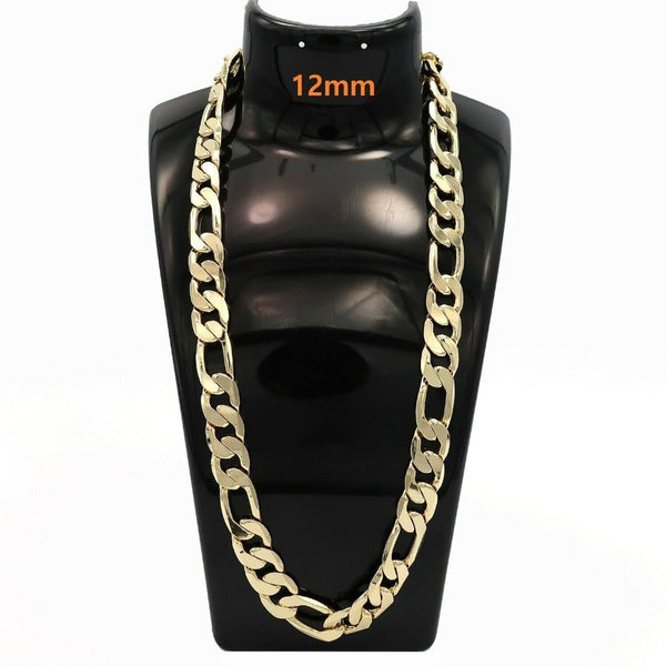 THICK! 12MM FIGARO ITALIAN 14K STAMPED NECKLACE!!