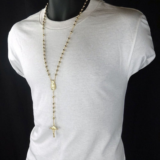 14kt Gold 5mm Jesus Cross Necklace!