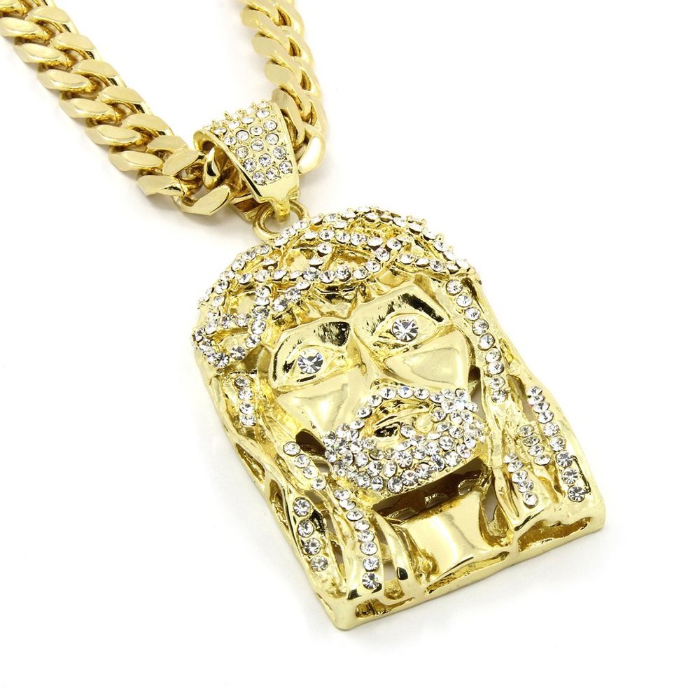 14k Jesus Huge Pendant 30" 10mm Necklace