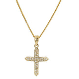 14k Gold Cuban Cross Ladies Necklace
