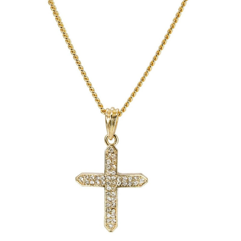 14k Gold Cuban Cross Ladies Necklace