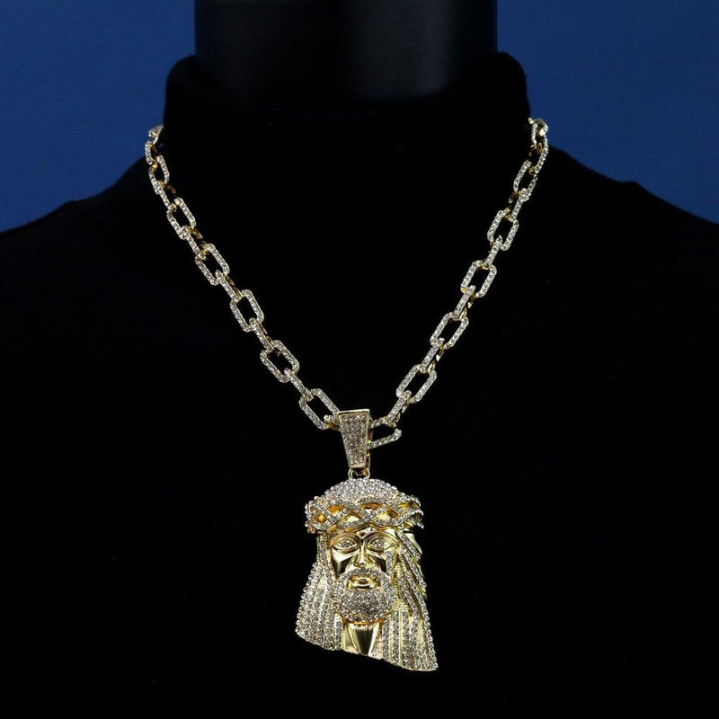 NEW 14k Jesus Pendant 20" Gold Cable Necklace