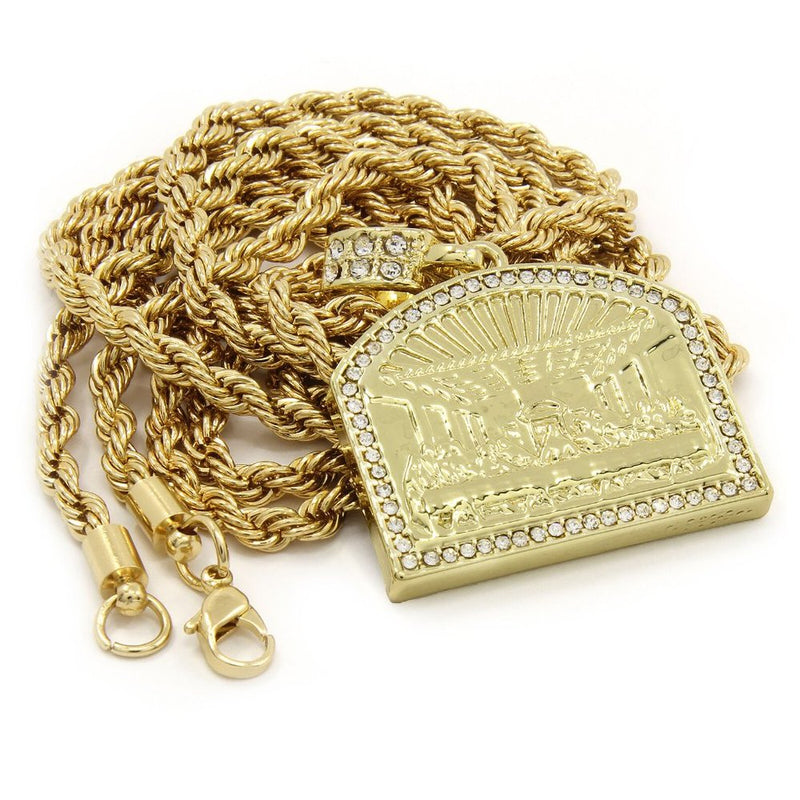 14k Gold Jesus Supper 24" Pendant + Necklace