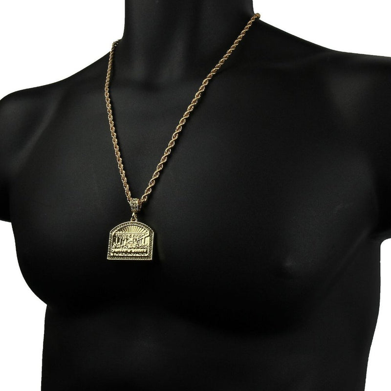 14k Gold Jesus Supper 24" Pendant + Necklace
