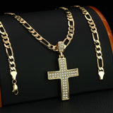 14k Gold Figaro Cross Necklace